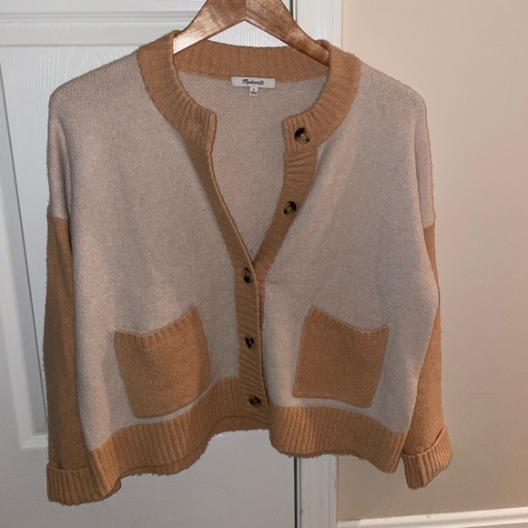 Madewell Sweaters - Madewell Cream and Orange Cardigan